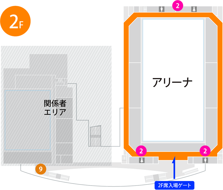 セーレン・ドリームアリーナ（福井県営体育館） 館内 2F